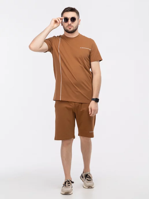 Urbano Wear Костюм спортивный Armani Exchange трикотажный с шортами, желтый, фото 2