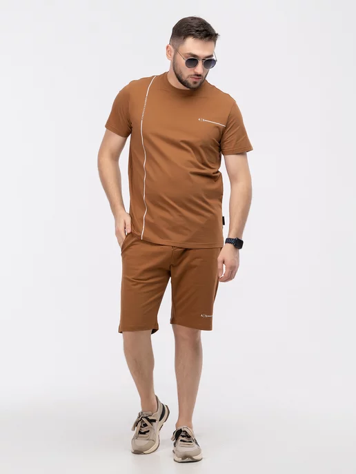 Urbano Wear Костюм спортивный Armani Exchange трикотажный с шортами, желтый, фото 5