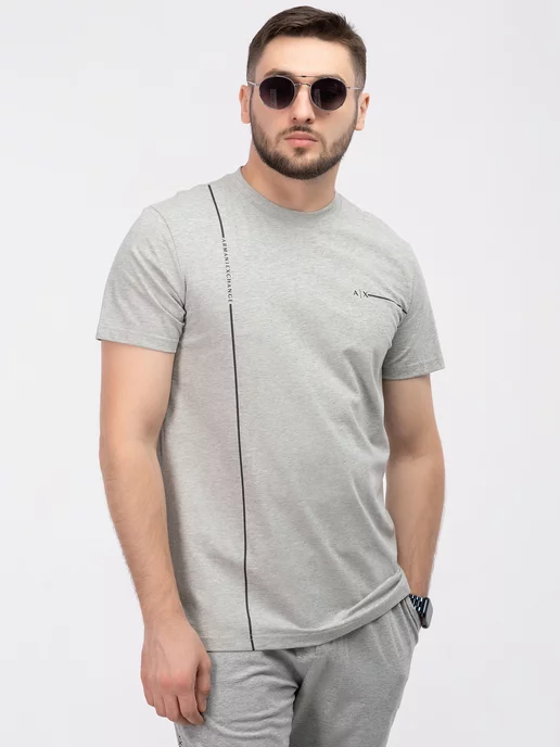 Urbano Wear Костюм домашний оверсайз Armani Exchange с майкой и шортами, серый, фото 5