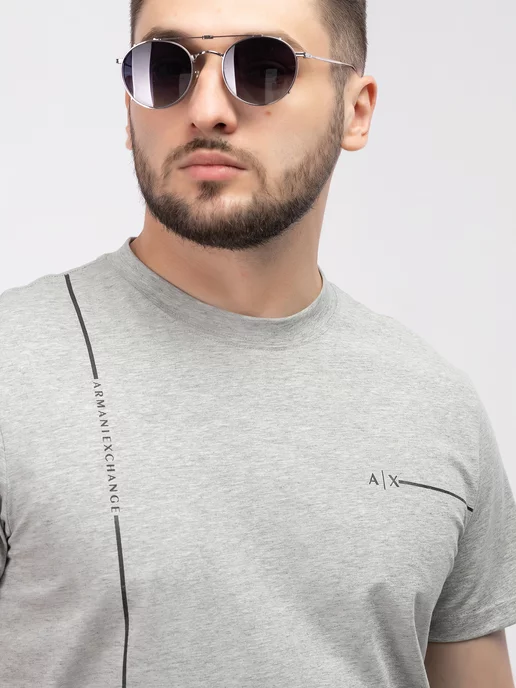 Urbano Wear Костюм домашний оверсайз Armani Exchange с майкой и шортами, серый, фото 6