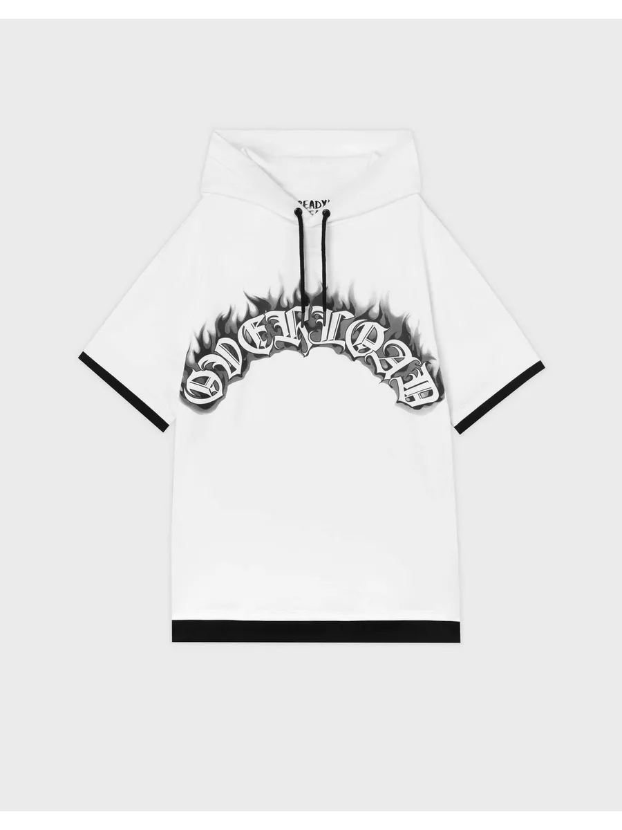 Белое худи oversize с коротким...