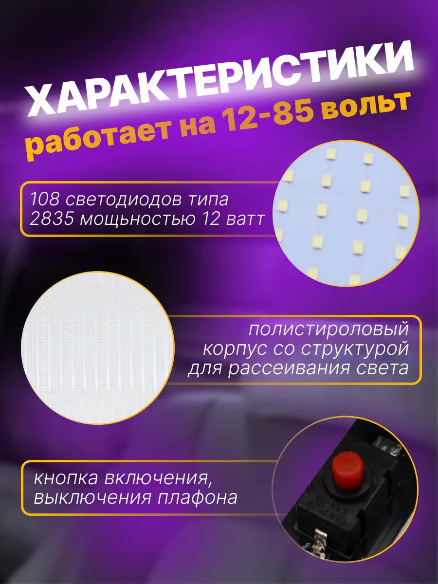 Подсветка автомобильная плафон салона светодиодный