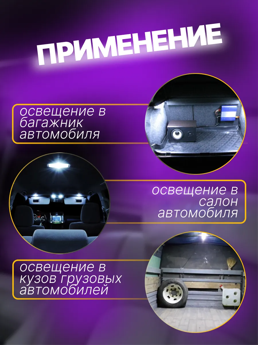 Подсветка автомобильная плафоны салона светодиодные