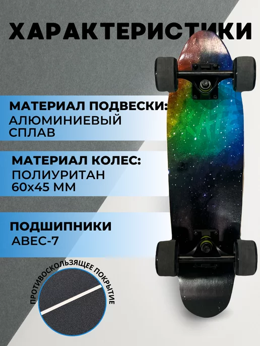 Toys Скейтборд пенниборд деревянный круизер, синий, фото 2