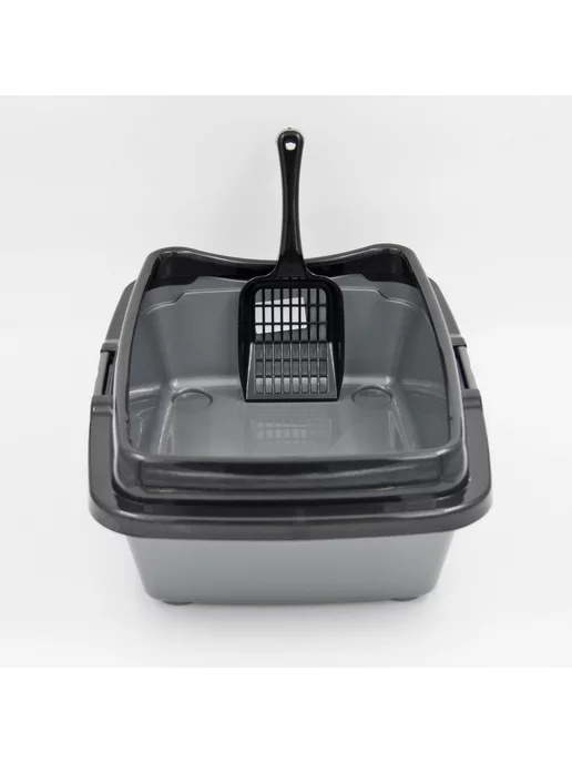DDSTYLE лоток для кошек большой с совком в подарок, черно-серый, черный, фото 5