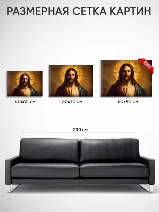 Домашний Оберег Оберег - картина на стену "Иисус Христос" 40х60 см, 60x90 см, фото 7