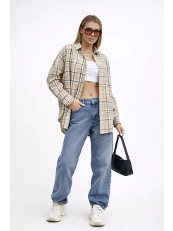 Рубашка в клетку оверсайз хлопковая