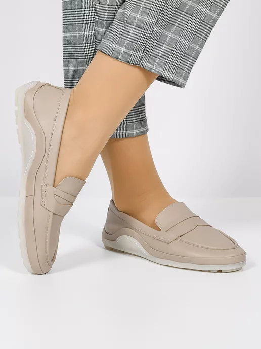 Geronea Shoes Мокасины кожаные, бежевый, фото 2