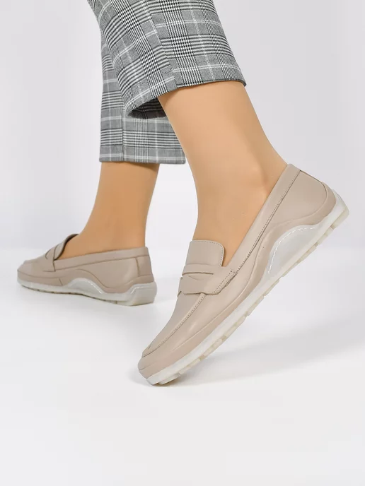 Geronea Shoes Мокасины кожаные, бежевый, фото 3