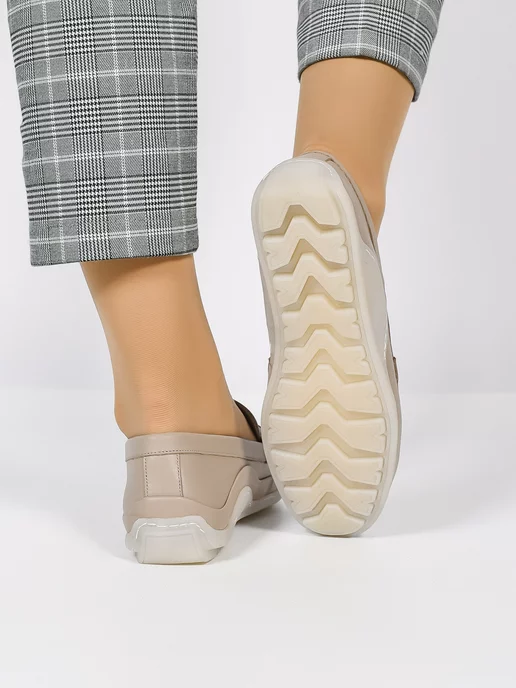 Geronea Shoes Мокасины кожаные, бежевый, фото 4