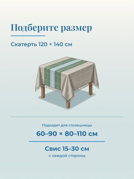 Mare Meum Скатерть на стол тканевая водоотталкивающая 120х140 см, 120x140 см, фото 3