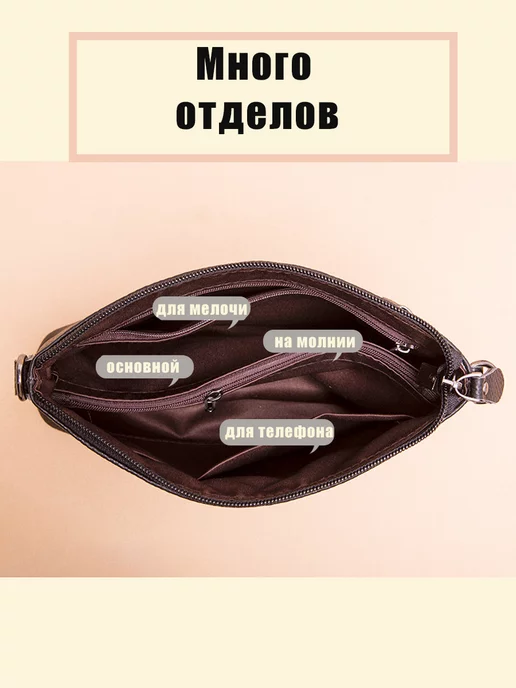 Хэппи Софья сумка кросс боди натуральная кожа, черный, фото 3