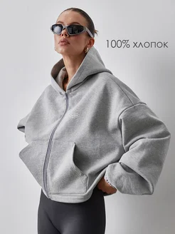 Зип Худи укороченная кофта на молнии 100% хлопок YOS DESIGN 227791660 купить за 6 374 ₽ в интернет-магазине Wildberries