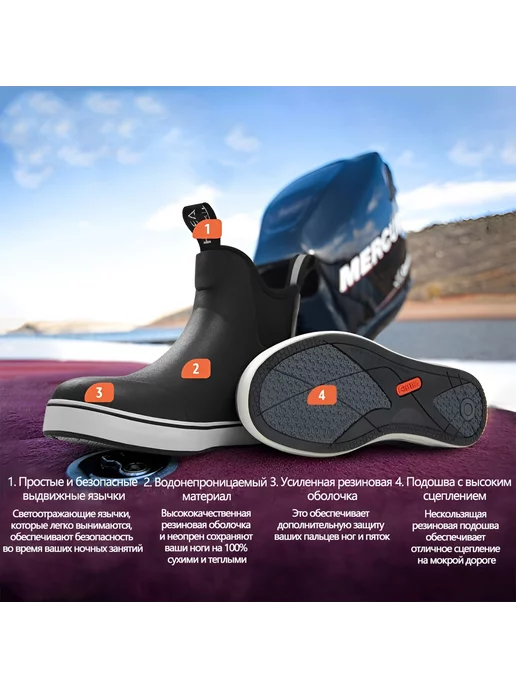 HISEA Сапоги резиновые черные, черный, фото 5