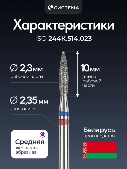 СИСТЕМА НП ООО Фрезы для маникюра профессиональные алмазные Пламя 5 шт, 5 шт, фото 2
