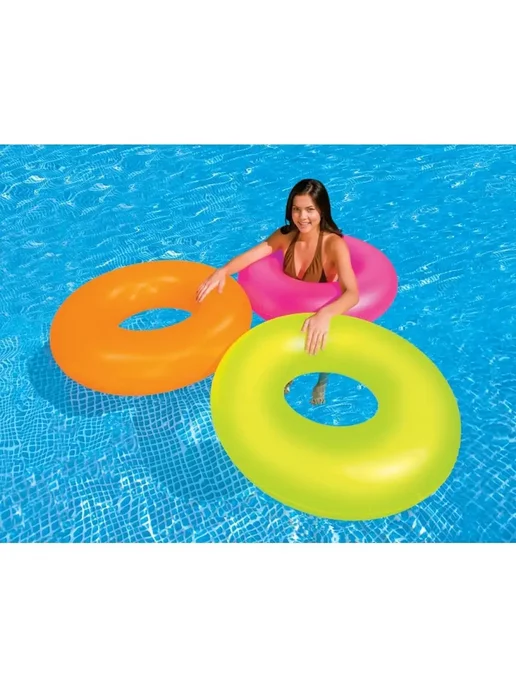 Intex Круг надувной "Неон" 91см 59262, розовый, фото 4