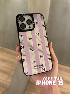 Чехол на iPhone 15 зеркальный с принтом Miu Miu