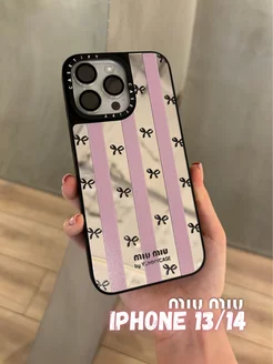 Чехол на iPhone 13 и iPhone 14 зеркальный с принтом Miu Miu