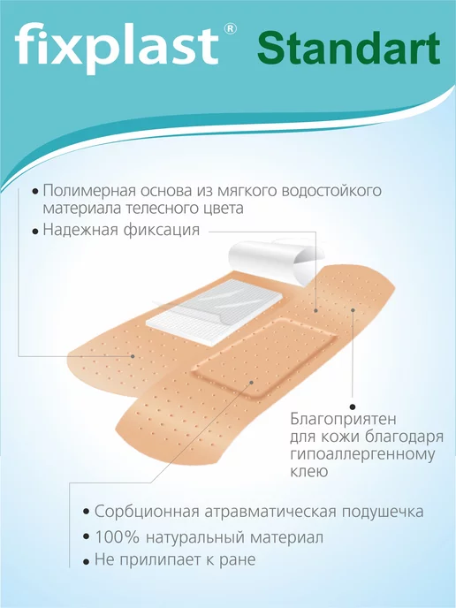 fixplast Пластырь бактерицидный Standart 40 шт, 40 шт, фото 3