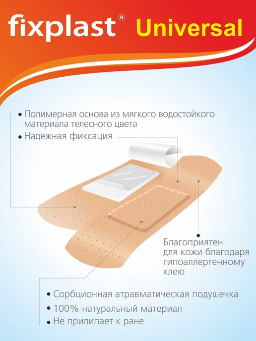 fixplast Пластырь бактерицидный Universal 40 шт, 40 шт, фото 4