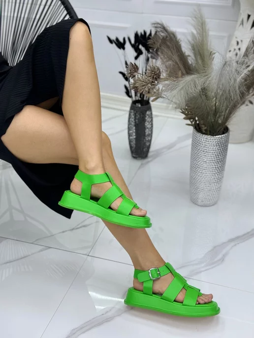 GRACIA MILANI Сандалии женские летние на платформе, зеленый, фото 3