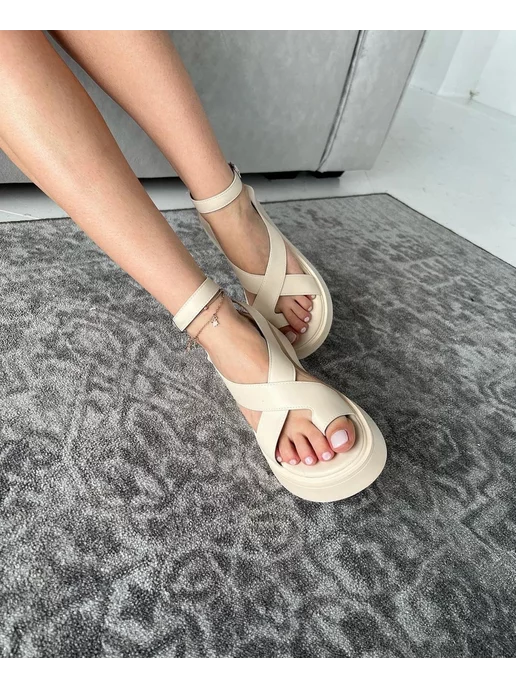 Roksi shoes Сандалии гладиаторские, бежевый, фото 2