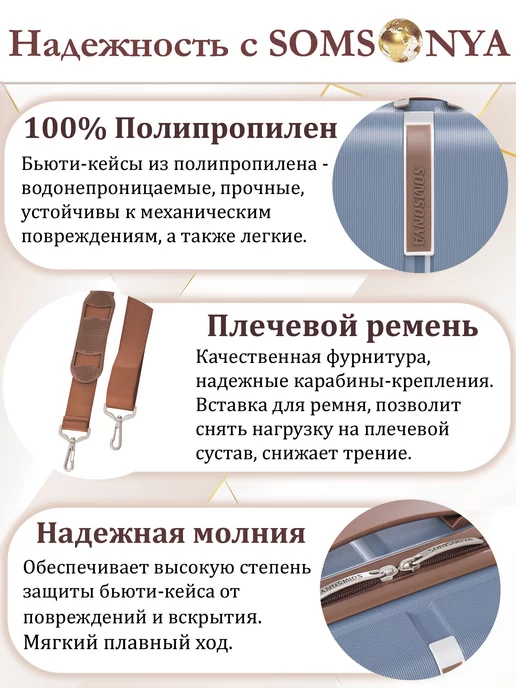 Somsonya Бьюти кейс ручная кладь ELITE AT, голубой, фото 8
