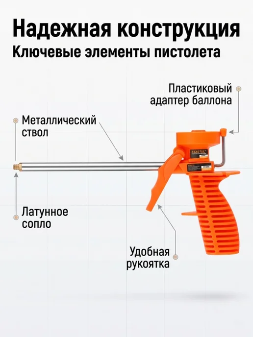 Пистолет для монтажной пены облегченный STARTUL STANDART (ST4055) (в комплекте 2 насадки), вариант, фото 4