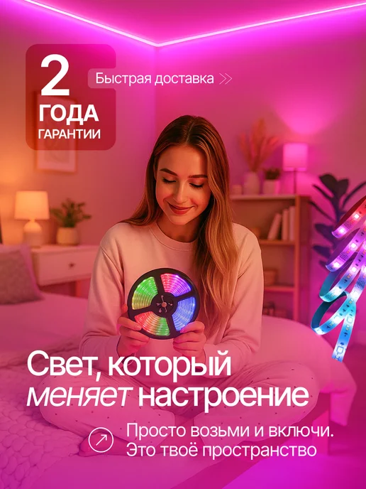 KUMPFORT Светодиодная лента 20 метров с пультом RGB, 20 м, фото 8