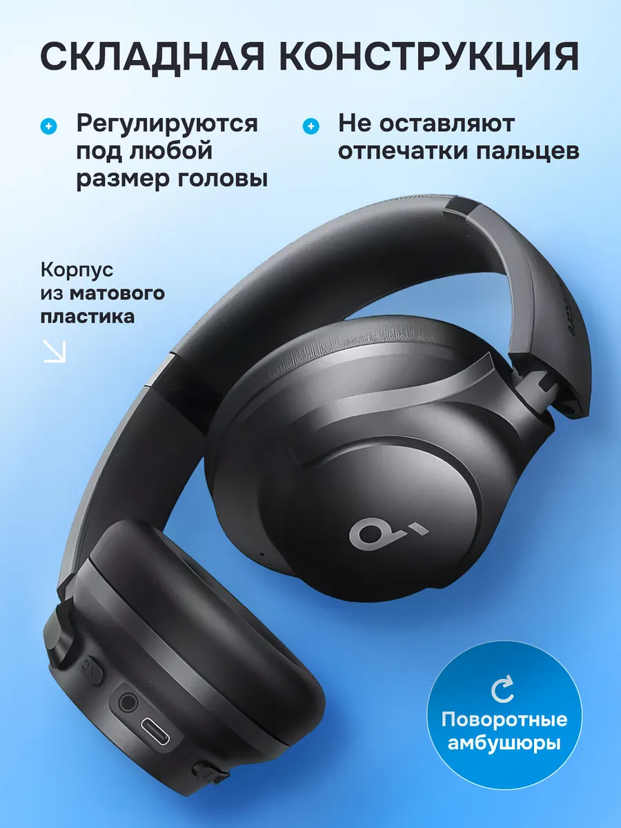 Наушники беспроводные большие soundcore Q20i ANKER 228671105 купить за 4  770 ₽ в интернет-магазине Wildberries