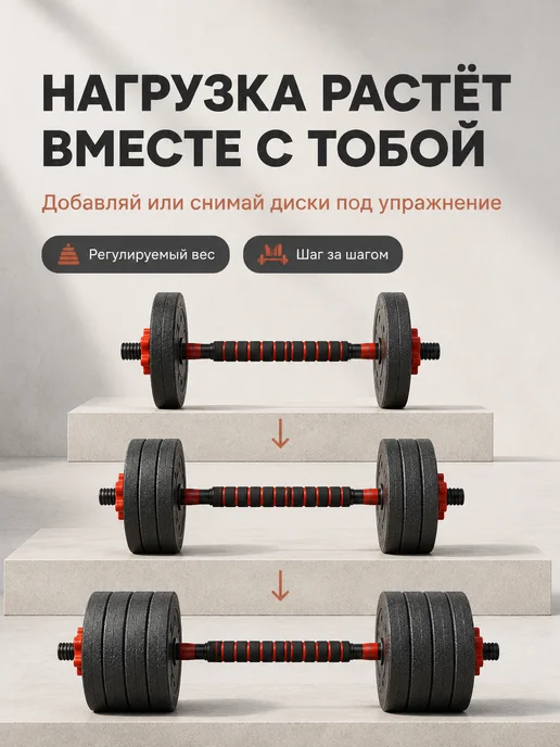 AbcAge Штанга разборная 24 кг с грифом, 24 кг, фото 4
