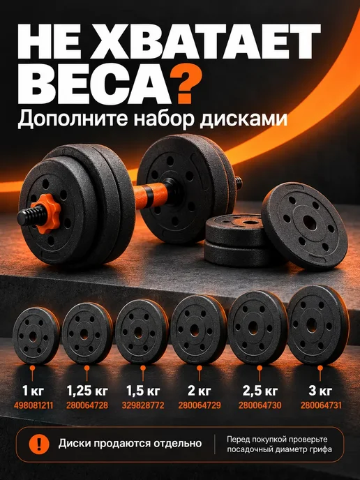 AbcAge Штанга разборная 24 кг с грифом, 24 кг, фото 6