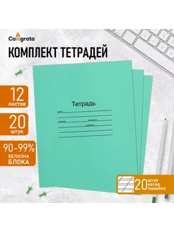 Комплект тетрадей 20 штук, 12 листов в косую линию