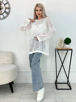 Свитер оверсайз вязаный кофта паутинка MAY BOUTIQUE 228707535 купить за 1 001 ₽ в интернет-магазине Wildberries