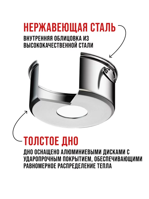 Ковш кухонный сотейник нержавейка 3,2 л - фото 3