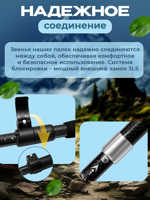 Helgi Olaffssen: NKS Палки для трекинга и скандинавской ходьбы складные, черный, фото 3
