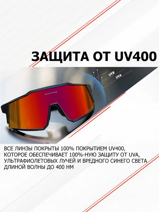 Kapvoe Очки спортивные с защитой UV400 и поляризацией, черный, фото 7