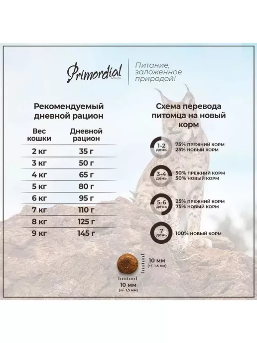 Сухой корм Primordial Кошек Sterilised для собак, индейка, 2 кг, фото 2