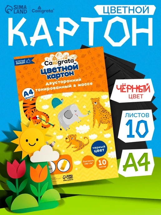 Calligrata Цветной картон двусторонний, черный