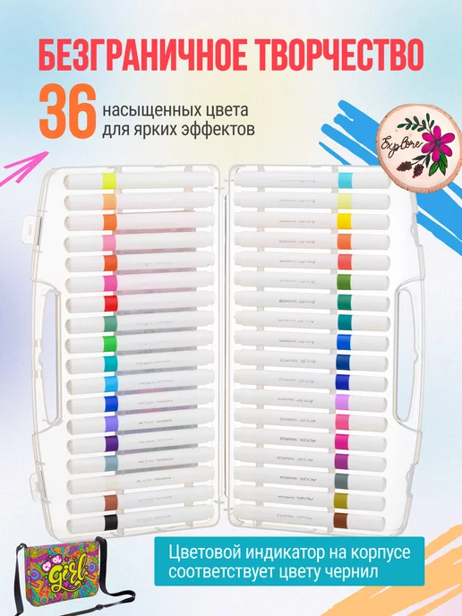 Markers Маркет Акриловые маркеры набор для рисования и скетчинга 24 шт, 36 шт, фото 2
