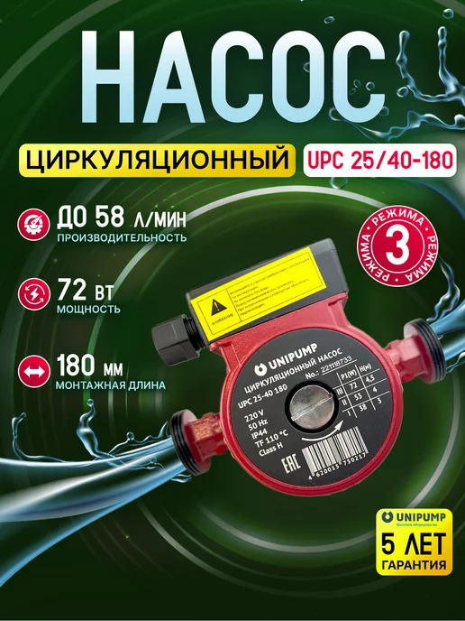 UNIPUMP UPС 25-40 180 Циркуляционный насос для отопления, вариант