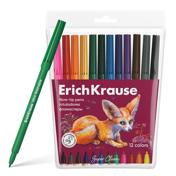 Фломастеры 12 цветов «Safari Ultra Washable» супер смываемые