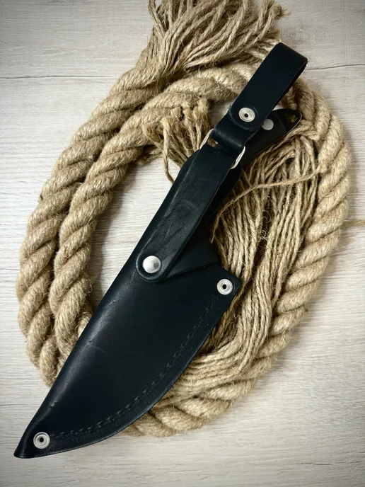 Monsta knives Кожаный чехол для сербского ножа тяпки, черный, фото 3