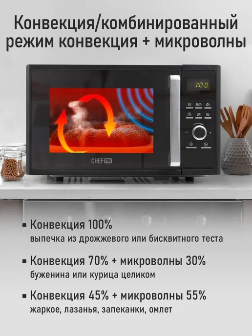 CHEF PRO Микроволновая печь 28л с грилем 2500Вт, микроволновка, 28 л, 3500 Вт, фото 6