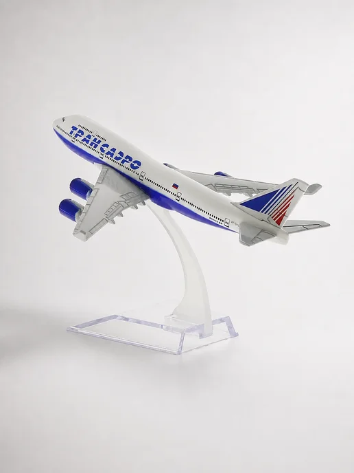 Aircraft Model Модель самолета металлическая Boeing 747 - Трансаэро 15 см, синий, фото 5