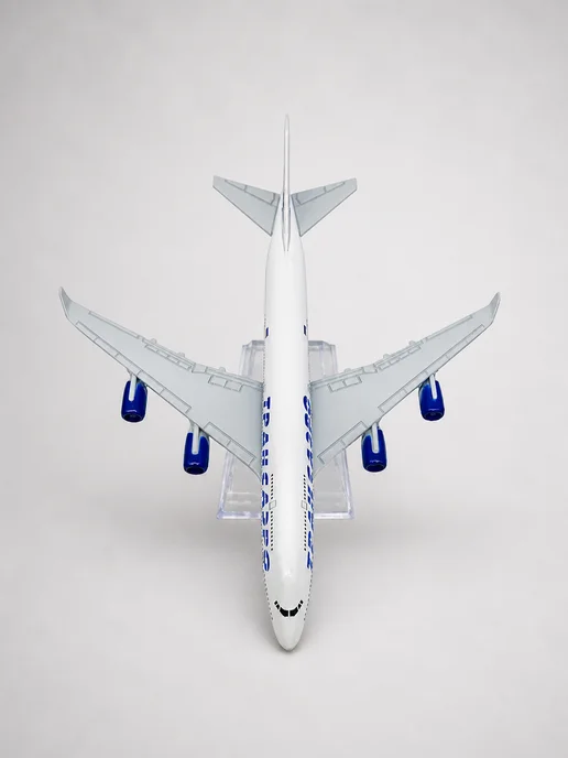 Aircraft Model Модель самолета металлическая Boeing 747 - Трансаэро 15 см, синий, фото 6