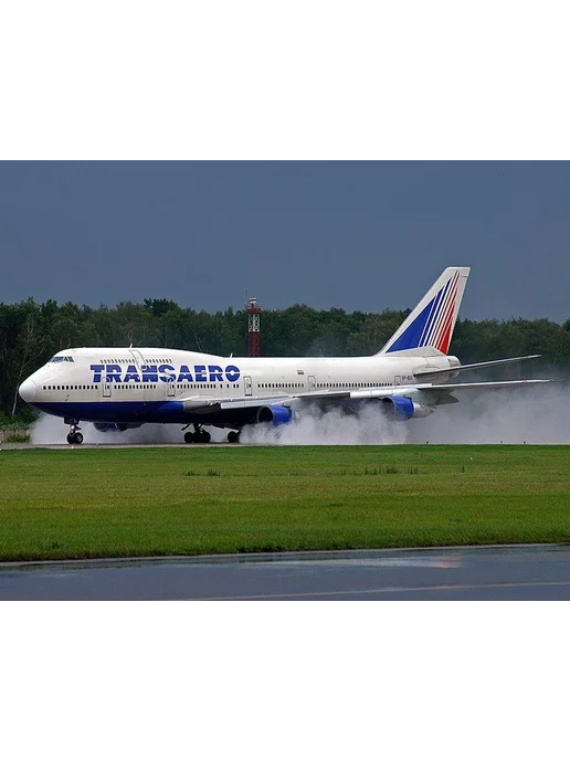 Aircraft Model Модель самолета металлическая Boeing 747 - Трансаэро 15 см, синий, фото 7