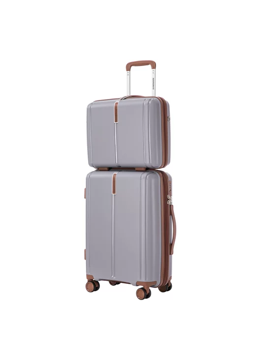 Somsonya Premium комплект чемодан и бьюти кейс Elite, серый, фото 3