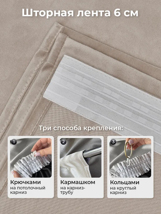 PRISHEPKA Шторы 200х240 2 шт плотные бархатные для гостиной и спальни, 200x240, 2 шт, фото 3