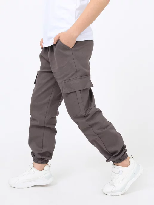 Iconicshop Джинсы для мальчика на резинке джоггеры, серый, фото 3